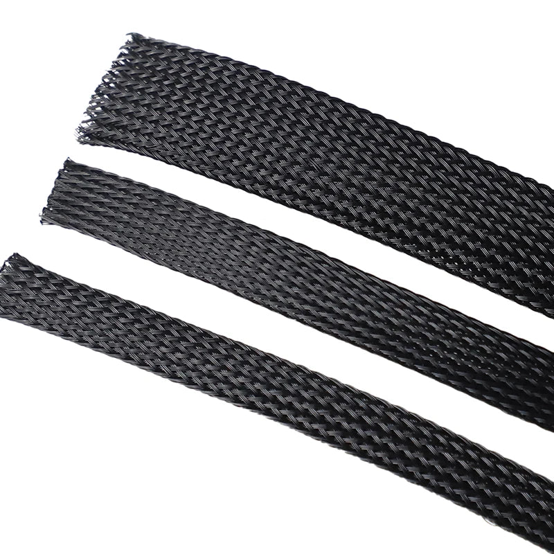 PET Black Cable Sleeve Length1/3/5/50/100M Insulated Braided Sleeving Data Line Protection Wire Cable Flame-Retardant Nylon Tube
