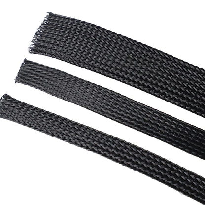 PET Black Cable Sleeve Length1/3/5/50/100M Insulated Braided Sleeving Data Line Protection Wire Cable Flame-Retardant Nylon Tube
