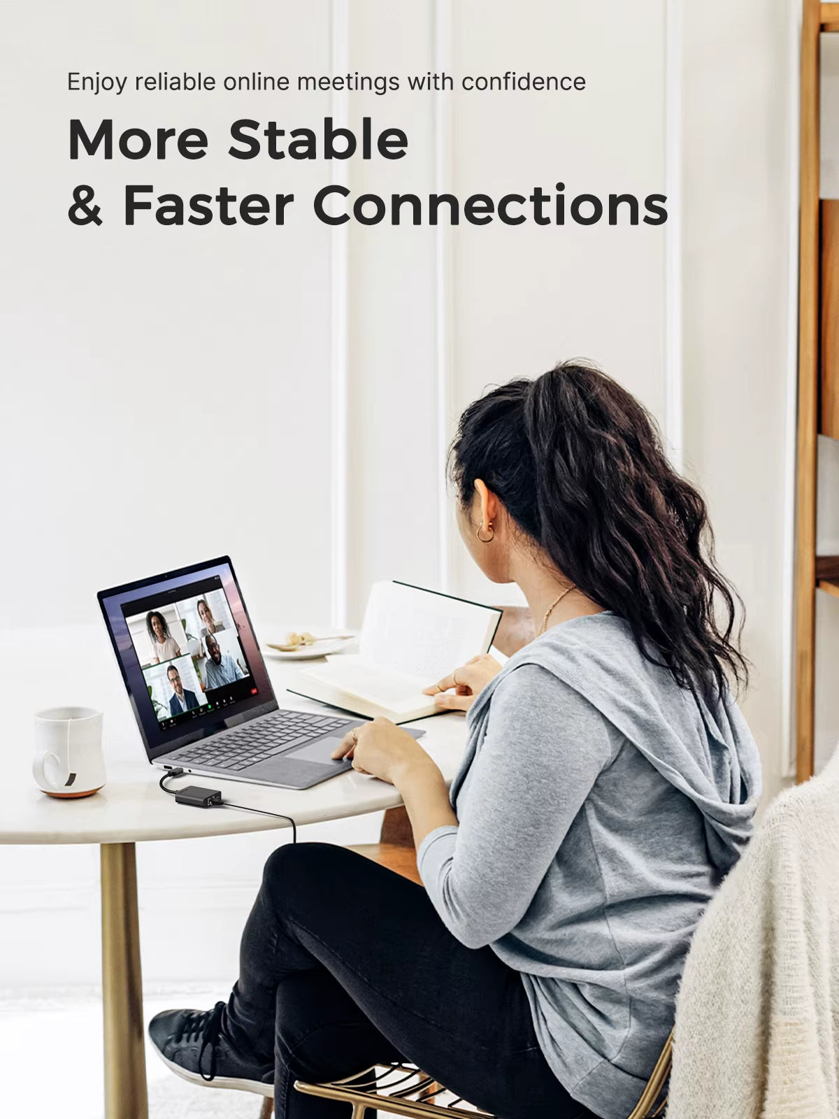 USB-C Gigabit RJ45 Adapter with PD 3.0 Passthrough Hub USB C RJ45 Gigabit Ethernet Speeds for Laptop