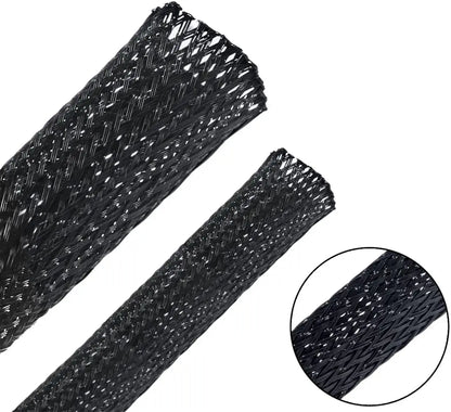 PET Black Cable Sleeve Length1/3/5/50/100M Insulated Braided Sleeving Data Line Protection Wire Cable Flame-Retardant Nylon Tube